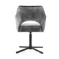 XENIA Forgó Fotel Szürke Bársony Fekete Lábbal