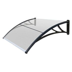   Moxu Műanyag Előtető, 120x90 cm, Fekete Színű Fali Tartóelemekkel, Áttetsző Polikarbonát Lapokkal