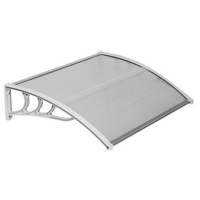   Moxu Műanyag Előtető, 120x90 cm, Szürke Színű Fali Tartóelemekkel, Áttetsző Polikarbonát Lapokkal