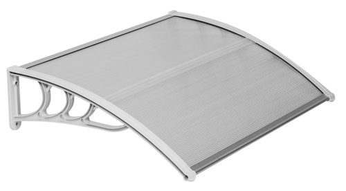 Moxu Műanyag Előtető, 120x90 cm, Szürke Színű Fali Tartóelemekkel, Áttetsző Polikarbonát Lapokkal