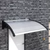 Moxu 150x90 cm-es áttetsző polikarbonát előtető fekete fali tartókkal bejárati ajtó fölé
