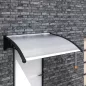 Moxu 150x90 cm-es áttetsző polikarbonát előtető fekete fali tartókkal bejárati ajtó fölé
