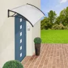 Moxu 150x90 cm-es áttetsző polikarbonát előtető fekete fali tartókkal bejárati ajtó fölé