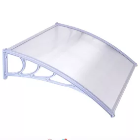 Moxu 150x90 cm-es áttetsző polikarbonát előtető elegáns fehér fali tartóelemekkel