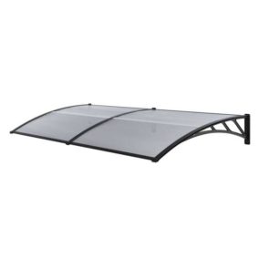   Moxu Műanyag Előtető, 200x90 cm, Fekete Színű Fali Tartóelemekkel,Áttetsző Polikarbonát Lapokkal