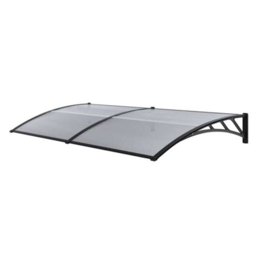 Moxu Műanyag Előtető, 200x90 cm, Fekete Színű Fali Tartóelemekkel,Áttetsző Polikarbonát Lapokkal