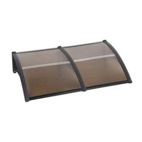 Moxu Műanyag Előtető, 240x90 cm, Fekete Színű Fali Tartóelemekkel, Sötétített Áttetsző Polikarbonát Lapokkal