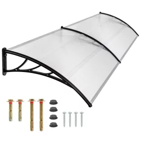 Moxu 240x90 cm-es dupla polikarbonát előtető fekete fali tartókkal bejárati ajtó fölé