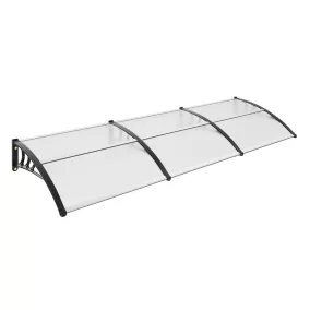 Moxu 300x90 cm-es extra széles áttetsző polikarbonát előtető fekete fali tartókkal