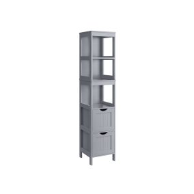   VASAGLE Magas Fürdőszobai Állószekrény MDF Galambszürke Tárolórendszer