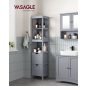   VASAGLE Magas Fürdőszobai Állószekrény MDF Galambszürke Tárolórendszer