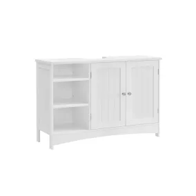   VASAGLE mosdó alatti szekrény MDF fehér állítható polcokkal