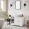 VASAGLE Fürdőszobai Mosdószekrény Fehér MDF Állítható Polcokkal