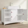 VASAGLE Fürdőszobai Mosdószekrény Fehér MDF Állítható Polcokkal