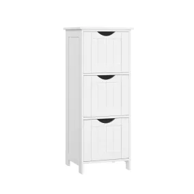   VASAGLE Nordic Slim Fürdőszobai Tárolószekrény 3 Fiókos Matt Fehér