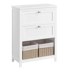   VASAGLE Fürdőszobai Tároló Szekrény 2 Fiókkal és 2 Kosárral MDF Felhőfehér 30 x 60 x 80 cm