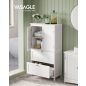   VASAGLE Fürdőszobai Állószekrény Fehér MDF 2 Fiókos 2 Ajtós