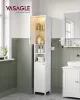 VASAGLE Modern Magas Fürdőszobai Szekrény LED Világítással Felhőfehér