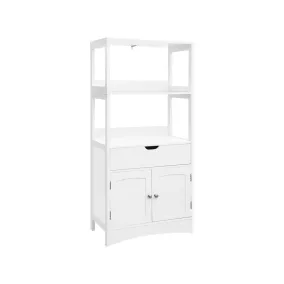  VASAGLE Többfunkciós Magas Szekrény Fiókkal és Polcokkal Fehér