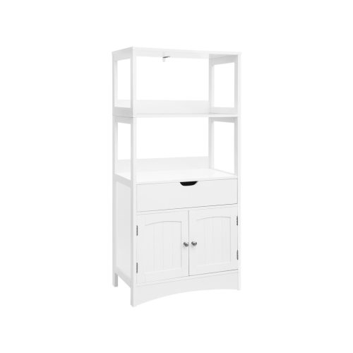 VASAGLE Többfunkciós Magas Szekrény Fiókkal és Polcokkal Fehér