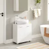 VASAGLE Modern Mosdó Alatti Szekrény Fehér Fürdőszobai Tárolószekrény