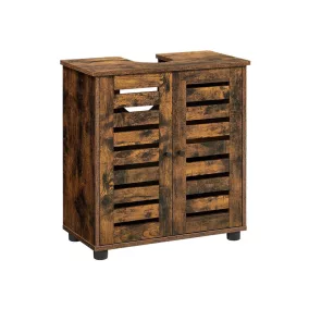   VASAGLE Rusztikus Fürdőszobai Mosdó Alatti Szekrény Zsalus Ajtókkal