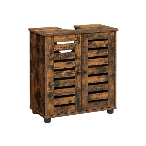 VASAGLE Rusztikus Fürdőszobai Mosdó Alatti Szekrény Zsalus Ajtókkal