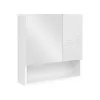 VASAGLE Modern Tükrös Fürdőszobai Fali Szekrény Állítható Polcokkal Magasfényű Fehér