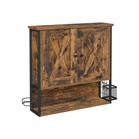   VASAGLE Vintage Fürdőszobai Fali Szekrény Hajszárító Tartóval Ipari Stílusban Barna/Fekete