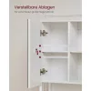 VASAGLE Modern Fürdőszobai Tükrös Szekrény LED Világítással Fehér