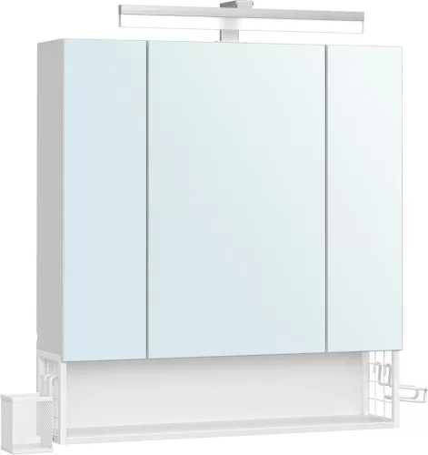 VASAGLE Multifunkciós Tükrös Fürdőszobai Szekrény LED Világítással Felhőfehér