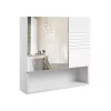 VASAGLE Tükrös Fürdőszobai Fali Szekrény Állítható Polcokkal Fehér