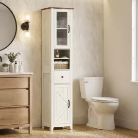   VASAGLE LIRY fürdőszobaszekrény rusztikus fehér és mézesbarná 31,5 x 33 x 171 cm