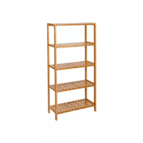   SONGMICS BCB35Y Polcrendszer Bambusz 5 Állítható Polccal Természetes 60 x 26 x 130 cm