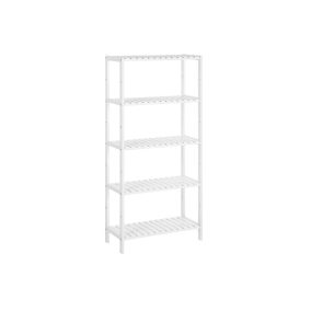   SONGMICS Bambusz Állvány 5-Szintes Fehér Tárolópolc Állítható Magassággal