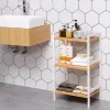 SONGMICS BCB73Y 3 Szintes Bambusz Tárolóállvány Természetes és Fehér
