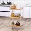 SONGMICS BCB73Y 3 Szintes Bambusz Tárolóállvány Természetes és Fehér