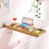 SONGMICS Kihúzható Bambusz Fürdőkád Tálca Tartóval Természetes
