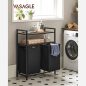   VASAGLE Ipari Szennyestartó Szekrény Kihúzható Tárolókkal Rusztikus Barna-Fekete