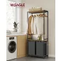   VASAGLE Ipari Szennyestartó Állvány 2 Kosárral és Polcokkal Rusztikus Barna-Fekete