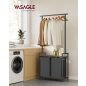   VASAGLE Modern Szennyestartó Állvány Polccal és Akasztóval Rusztikus Barna-Fekete