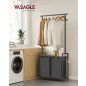   VASAGLE Modern Szennyestartó Állvány Polccal és Akasztóval Rusztikus Barna-Fekete