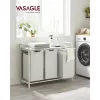 VASAGLE 3 Rekeszes Szennyestartó Kosár Polccal Fehér
