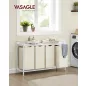   VASAGLE 4-Rekeszes Szennyestartó Szekrény Kivehető Tárolókkal és Polccal Fehér