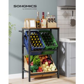   SONGMICS 2 szintes italrekesz tároló állvány acél vintage barna-fekete