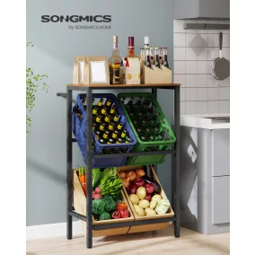   SONGMICS 2 szintes italrekesz tároló állvány acél vintage barna-fekete