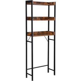   VASAGLE Vintage WC Polc 3 Nyitott Tárolóval Ipari Stílusú Barna-Fekete