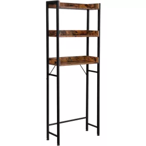   VASAGLE Vintage WC Polc 3 Nyitott Tárolóval Ipari Stílusú Barna-Fekete