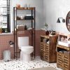 VASAGLE Vintage WC Polc 3 Nyitott Tárolóval Ipari Stílusú Barna-Fekete