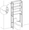 VASAGLE BTS002B01V1 WC Feletti Polc 3 Nyitott Polccal Fa-Fém Vintage Barna-Fekete